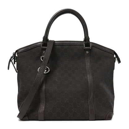 Gucci Monogram Large GG Charm Dome Satchel Dark Brown 1 of 10