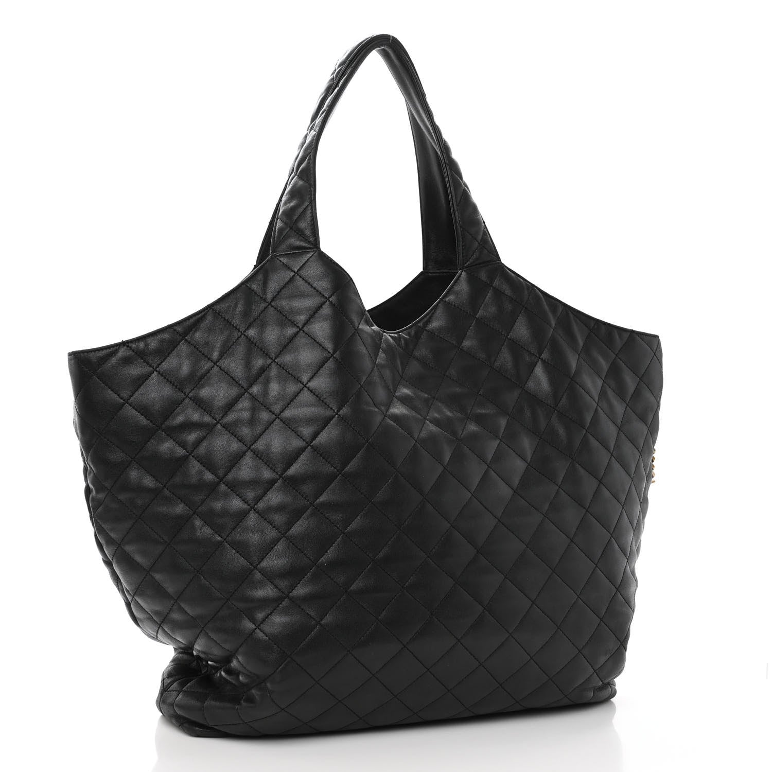 Saint Laurent Lambskin Quilted Maxi Icare Shopping Tote Black 4 of 11