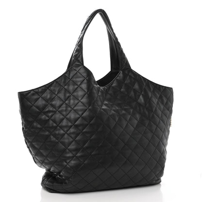 Saint Laurent Lambskin Quilted Maxi Icare Shopping Tote Black 4 of 11