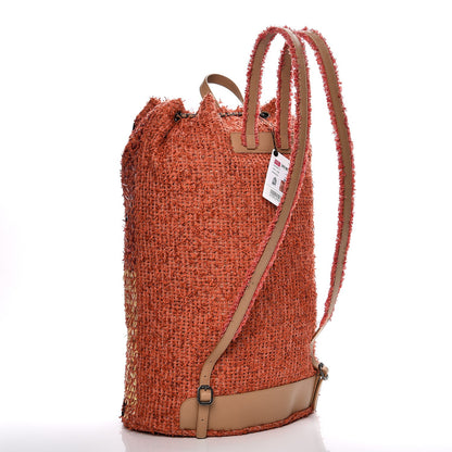 Chanel Tweed Sequins Embroidered Cubano Trip Backpack Orange Coral 3 of 8