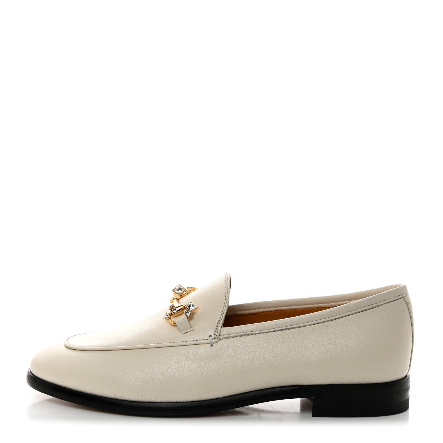 Gucci Malaga Kid 70 Crystal Horsebit Womens Jordaan Loafers 37.5 Mystic White 1 of 10