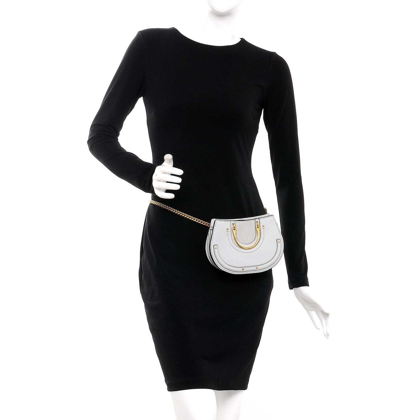 Calfskin Suede Mini Pixie Signature Belt Bag Airy Grey