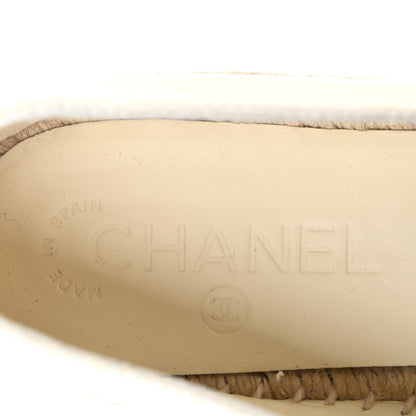 Chanel Linen CC Espadrilles 38 Ecru Black 6 of 9