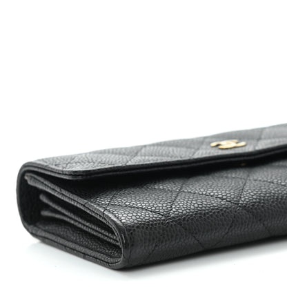 Chanel Caviar Quilted Large Gusset Flap Wallet Black 10 of 12