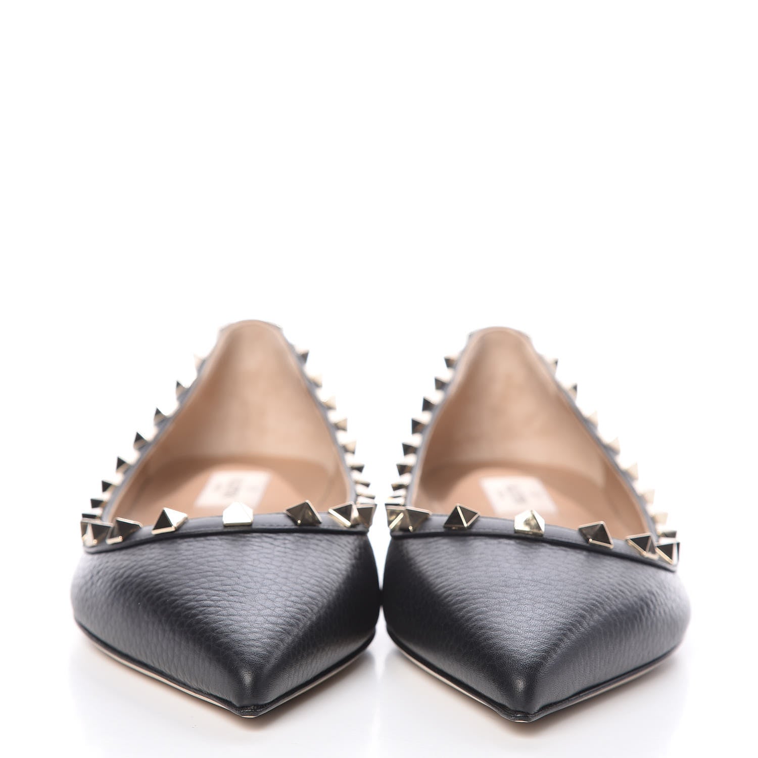 Valentino Garavani Pebbled Calfskin Rockstud Ballerina Flats 38.5 Black 2 of 9