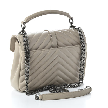 Saint Laurent Sheepskin Matelasse Chevron Monogram Medium College Bag Rose Antic 4 of 10