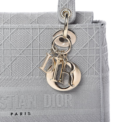 Christian Dior Canvas Embroidered Cannage Medium Lady D-Lite Gray 10 of 11