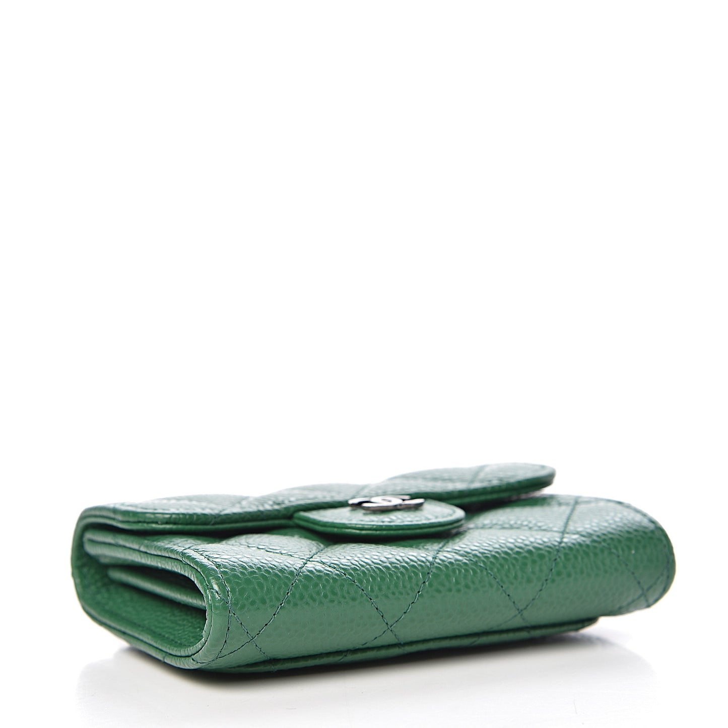 Caviar Quilted Card Holder Wallet Green