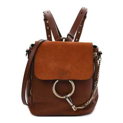Chloe Suede Calfskin Small Faye Backpack Tobacco 1 of 14