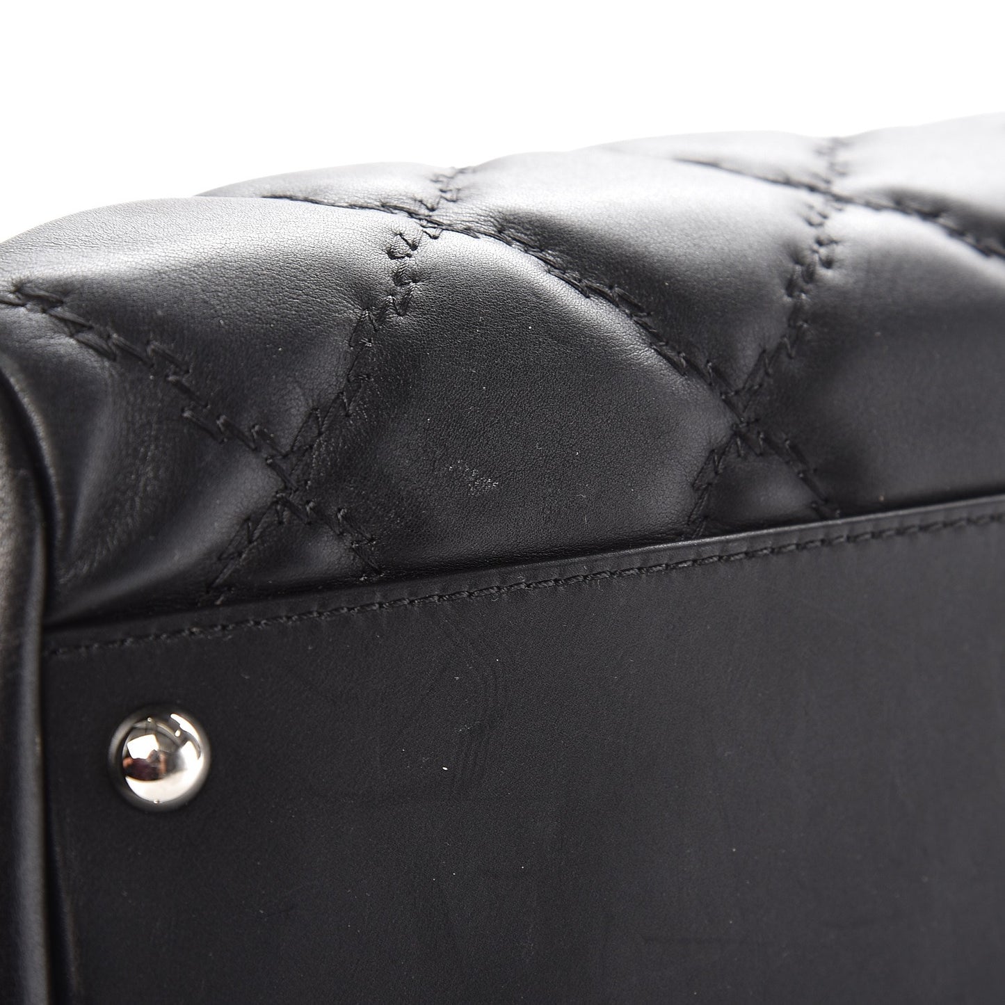Calfskin Double Stitch Large Hamptons Flap Bag Black