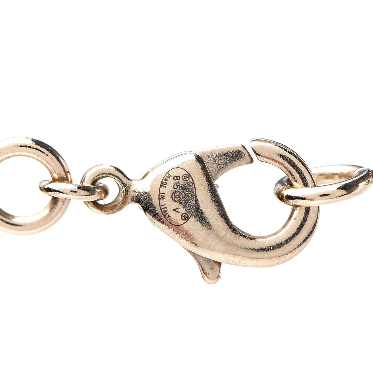 Pearl Crystal CC Pendant Necklace Gold
