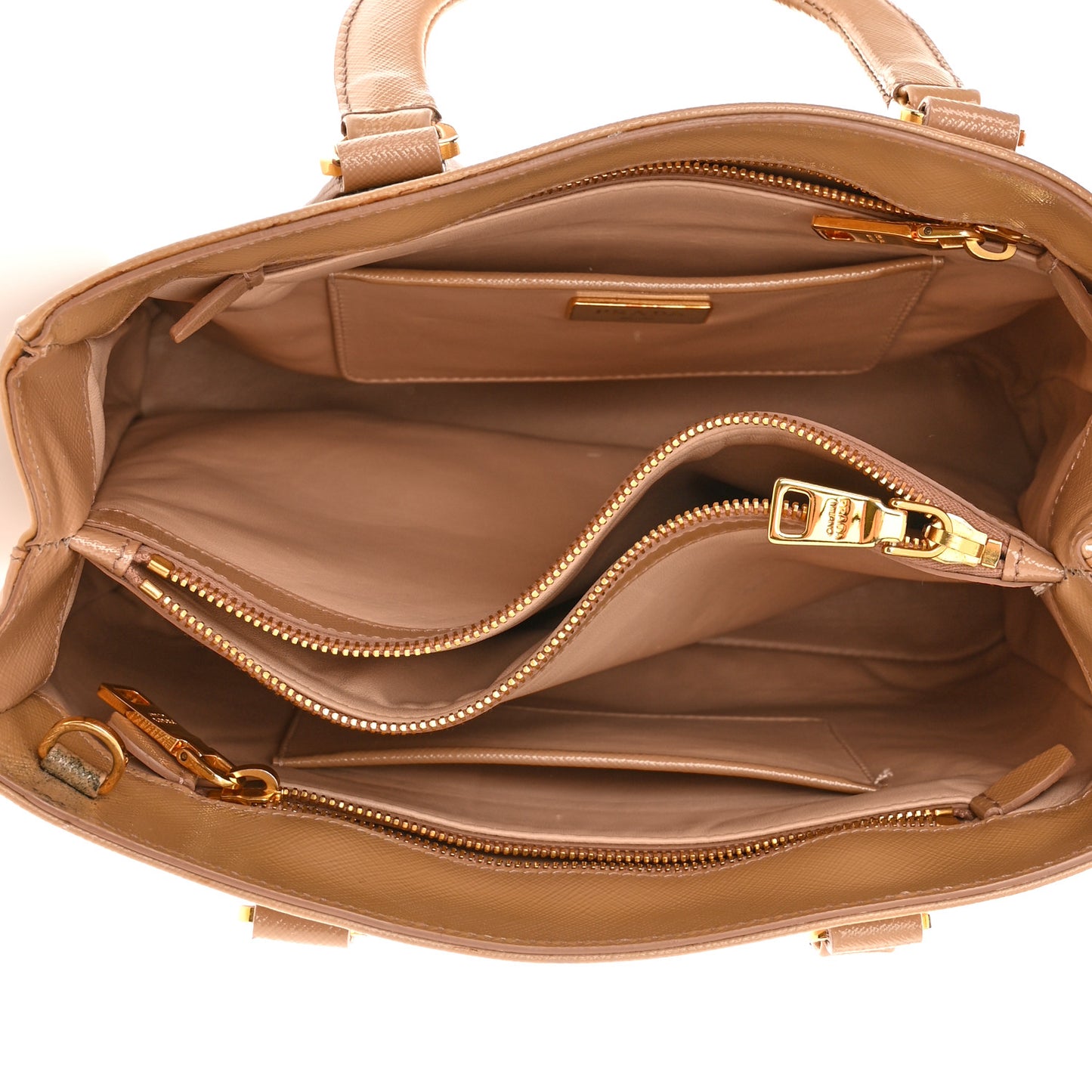 Saffiano Vernice Small Double Handle Tote Bag Cammeo