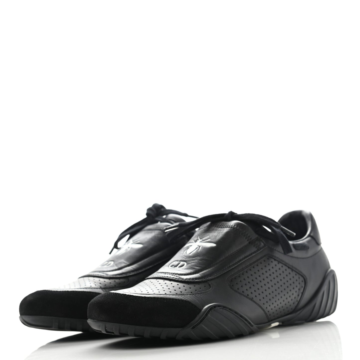 Smooth Calfskin Suede D-Fence Sneakers 39 Black
