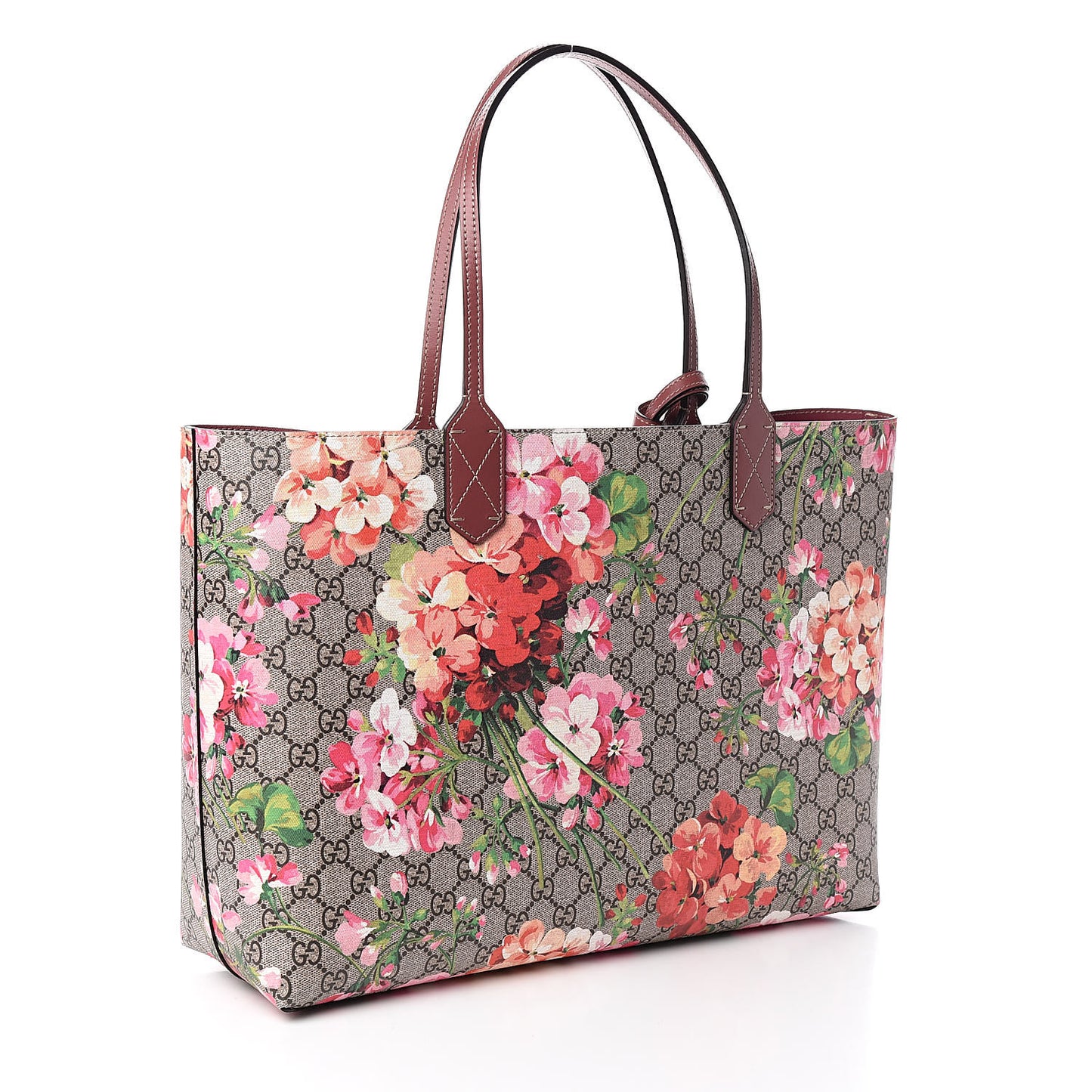 GG Supreme Monogram Blooms Medium Reversible Tote Beige Multicolor Dry Rose