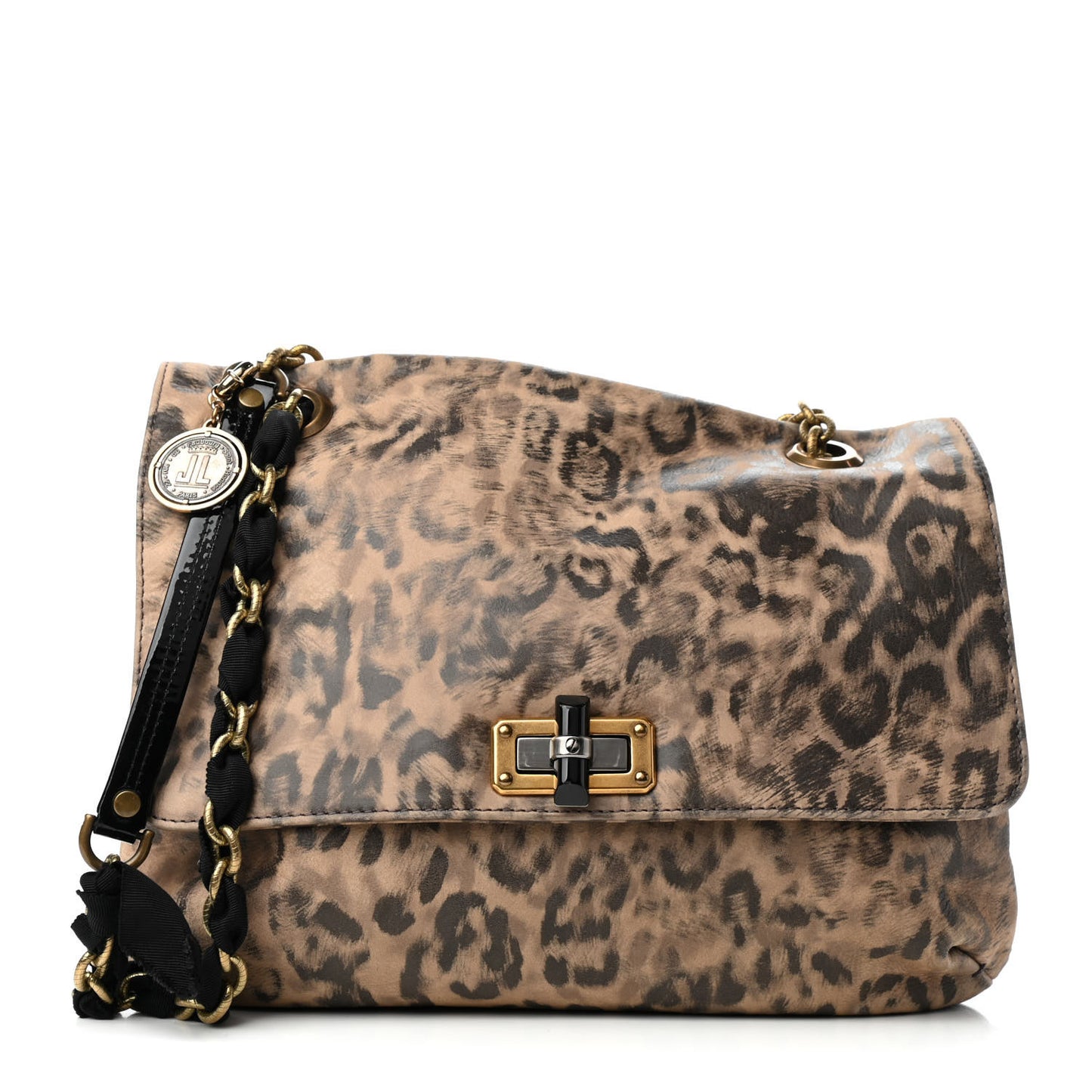 Nubuck Leopard Print Large Happy Shoulder Bag