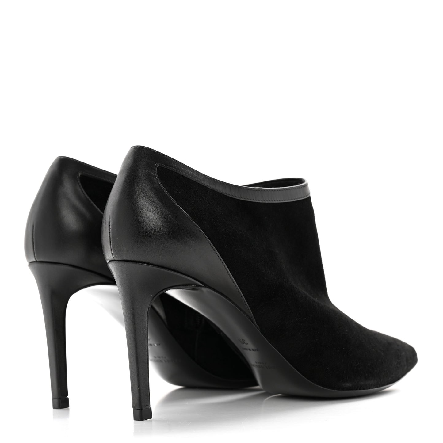 Suede Calfskin Embellished Ankle Boots 39 Black