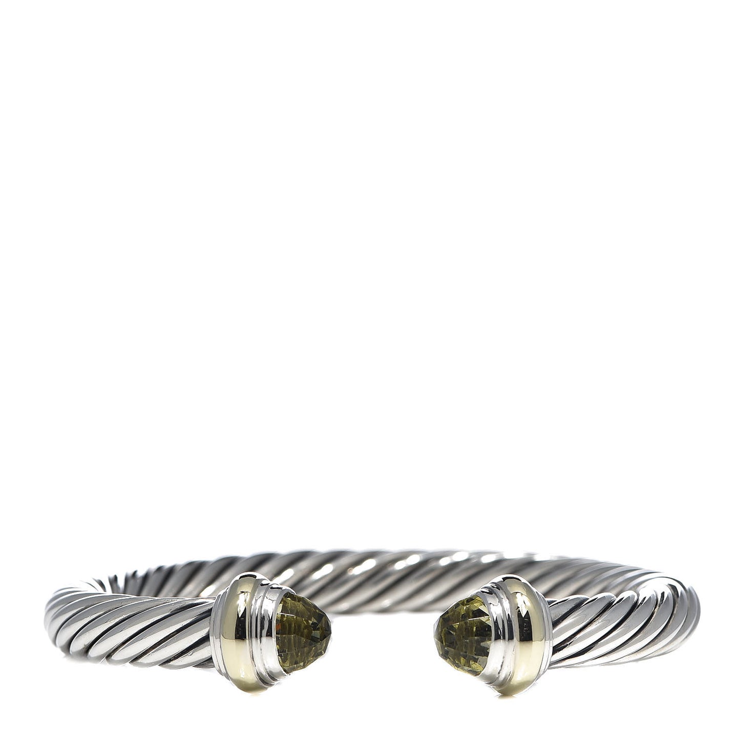 Sterling Silver 14K Yellow Gold Lemon Citrine 7mm Cable Classics Bracelet