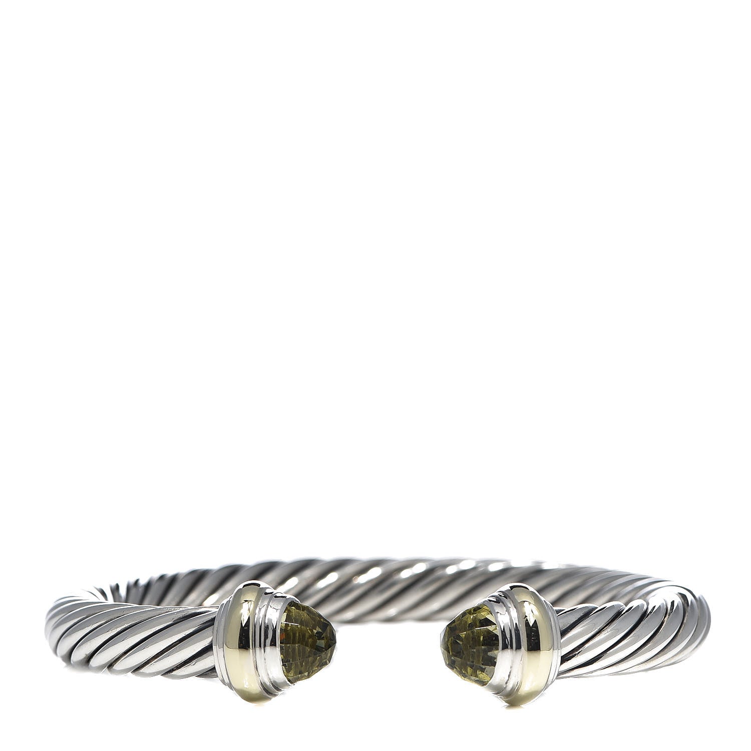 David Yurman Sterling Silver 14K Yellow Gold Lemon Citrine 7mm Cable Classics Bracelet 1 of 5