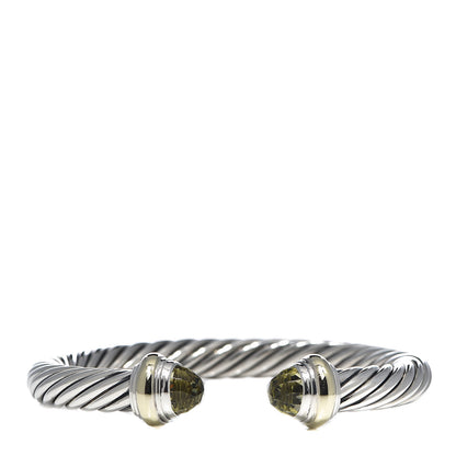 David Yurman Sterling Silver 14K Yellow Gold Lemon Citrine 7mm Cable Classics Bracelet 1 of 5
