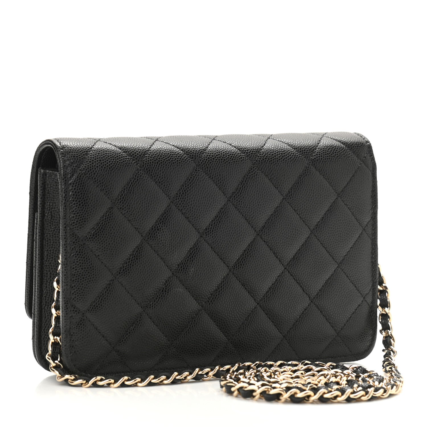 Chanel Caviar Quilted Crystal CC Wallet On Chain WOC Black 3 of 12
