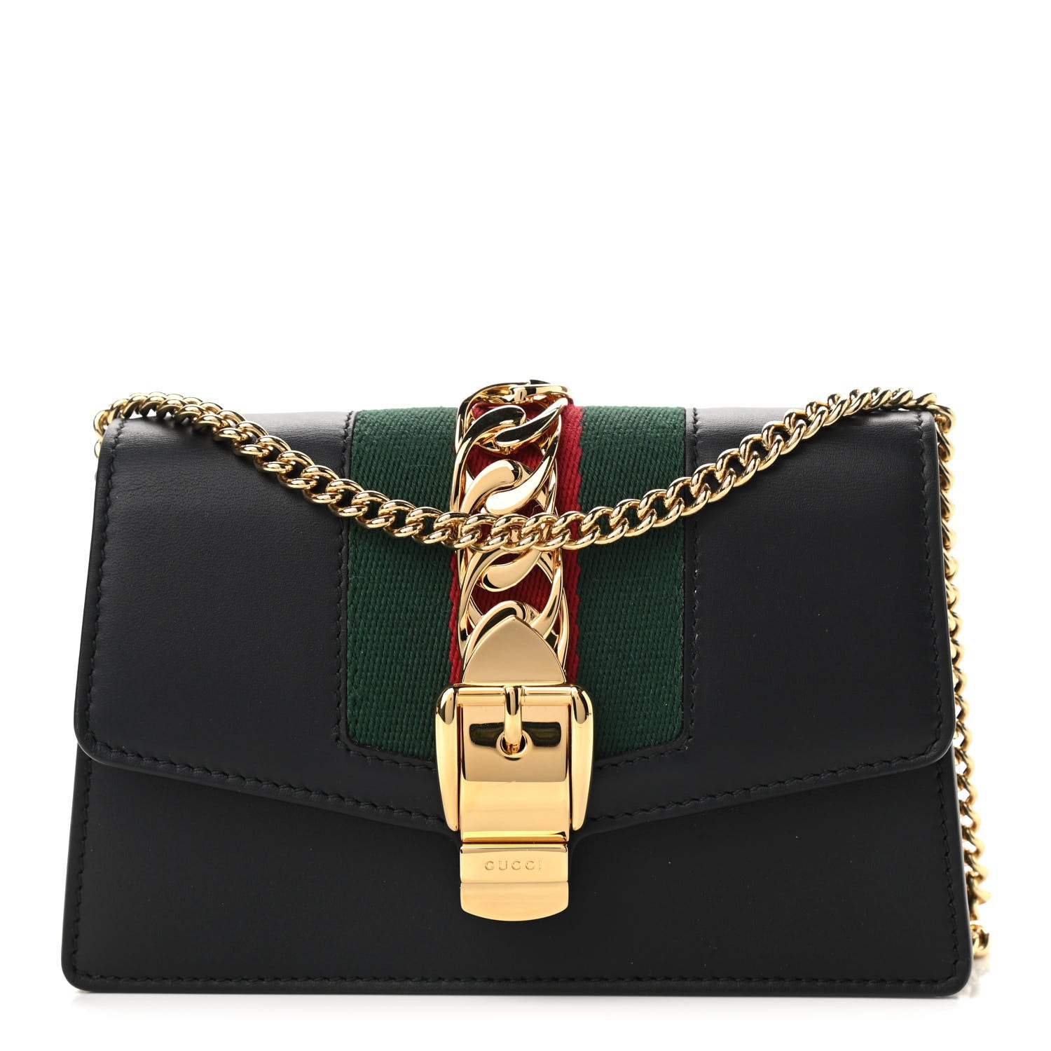 Gucci Calfskin Super Mini Sylvie Chain Shoulder Bag Black 1 of 9