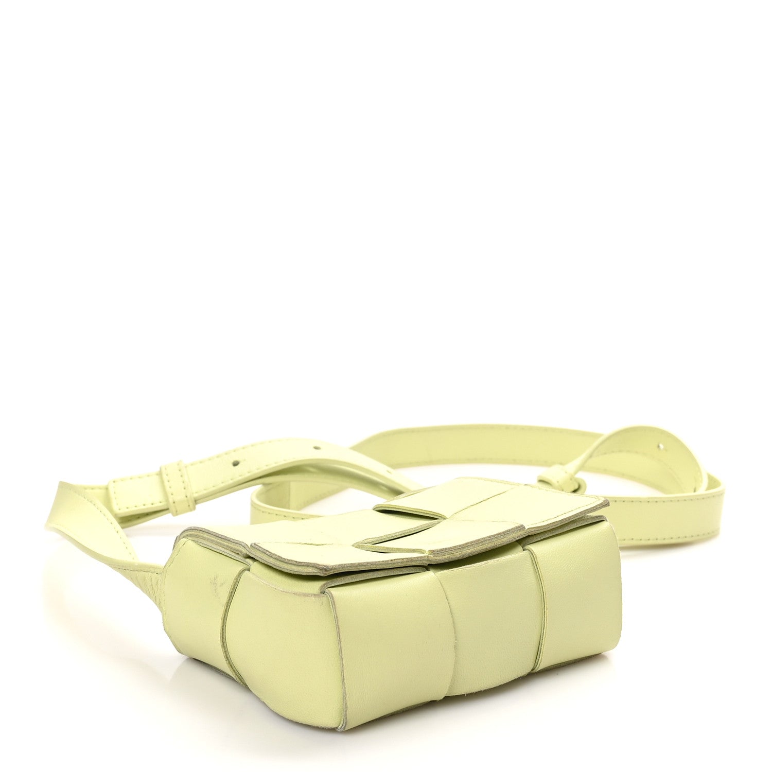 Bottega Veneta Lambskin Maxi Intrecciato Extra Mini Cassette Crossbody Bag Lemon Washed 4 of 9