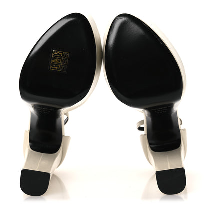 Saint Laurent Lambskin Jodie Platform Sandals 39.5 Pearl 7 of 11