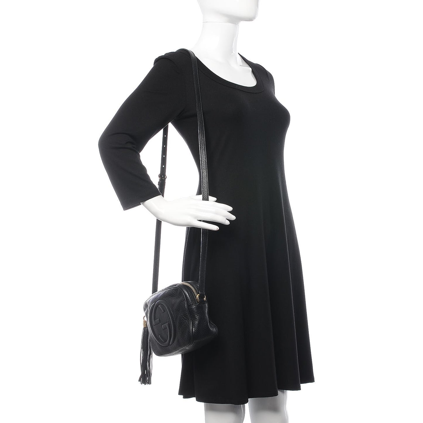 Pebbled Calfskin Small Soho Disco Bag Black