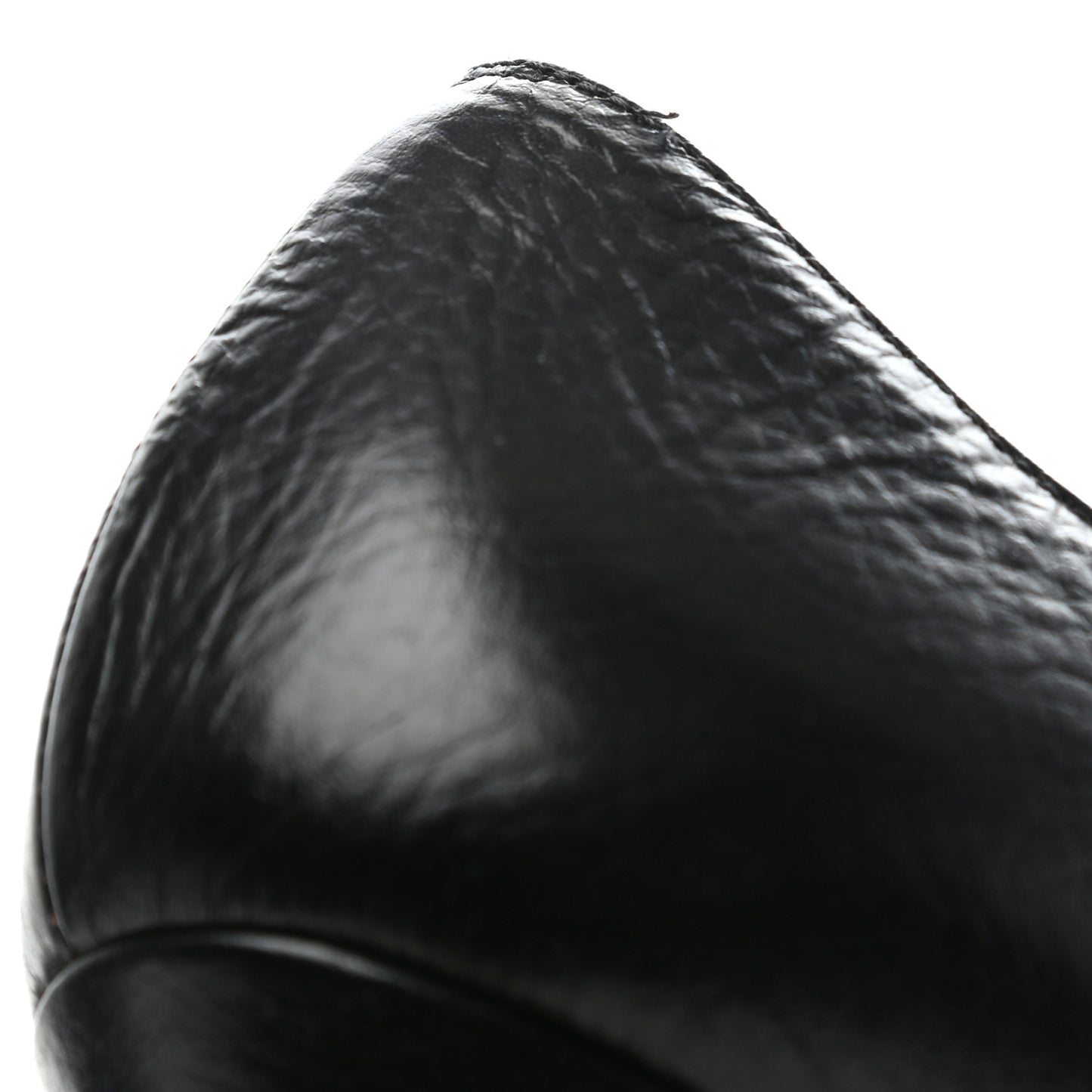 Crumpled Calfskin Cap Toe Pumps 37 Black