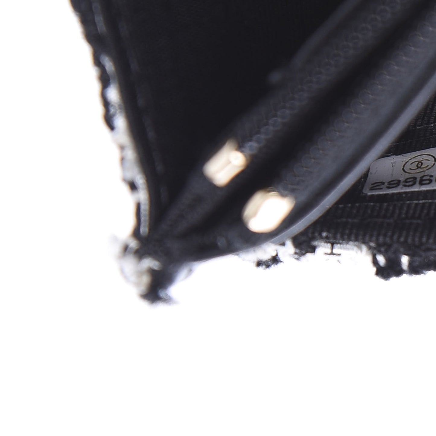 Tweed Quilted Wallet On Chain WOC Black Ecru White