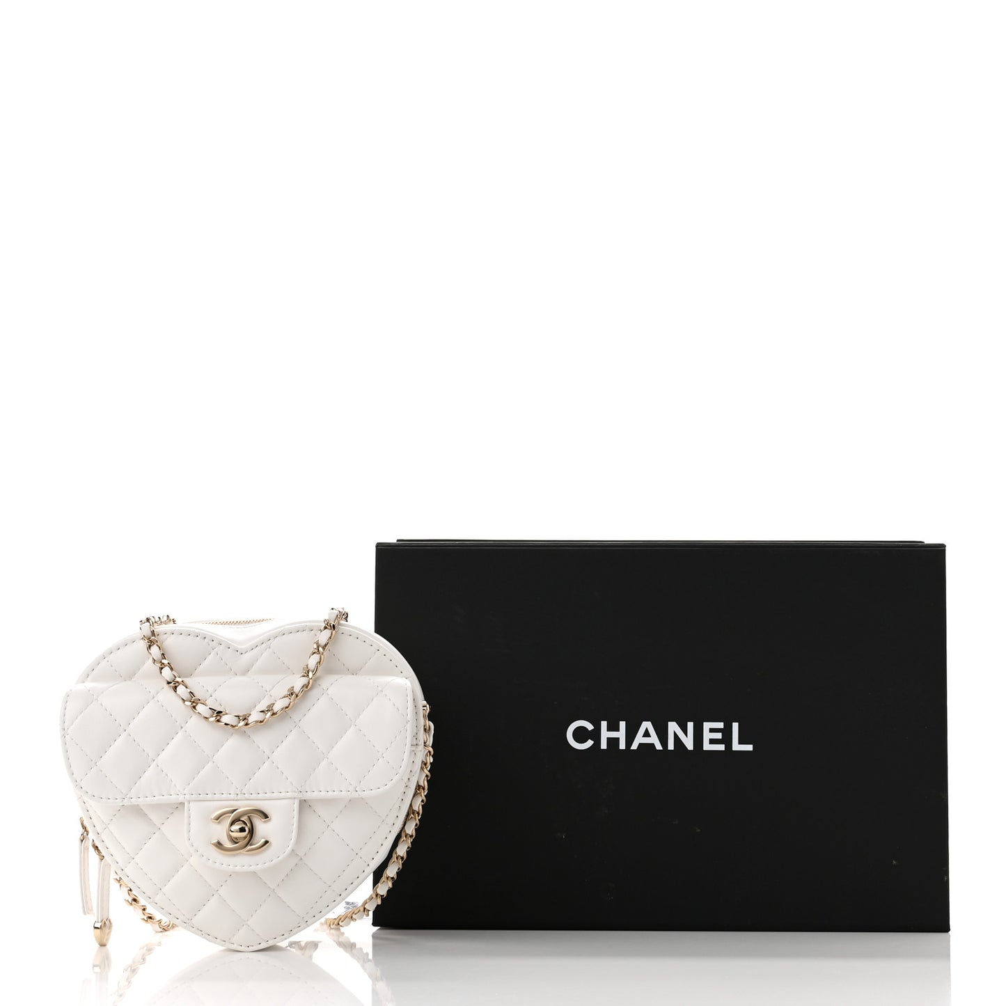 Lambskin Quilted CC In Love Heart Bag White