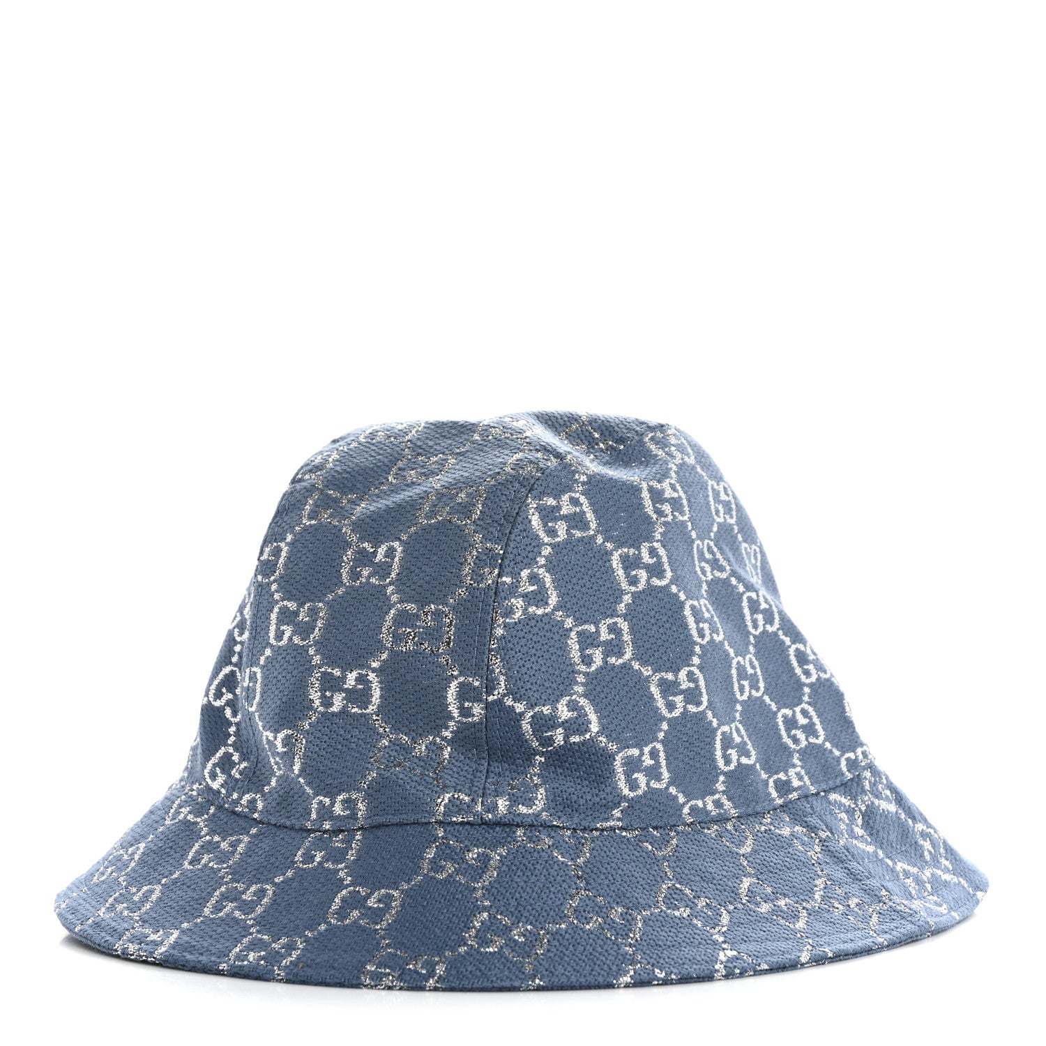Gucci Canvas Lame GG Monogram Bucket Hat S Light Blue Silver 1 of 9