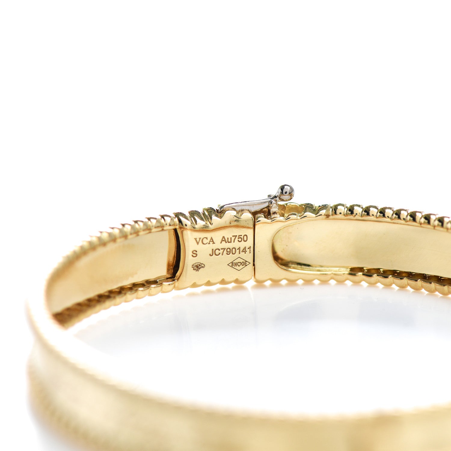 Van Cleef & Arpels 18K Yellow Gold Perlee Signature Bangle Bracelet S 3 of 4