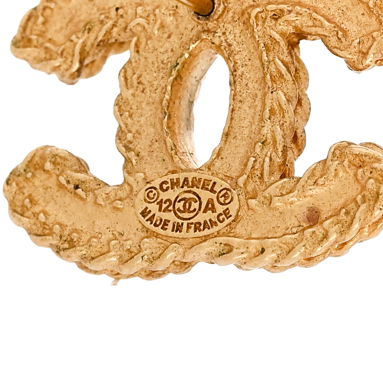 Chanel CC Chain Earrings Matte Gold 4 of 4