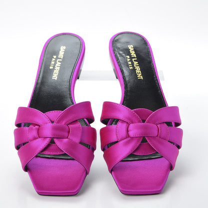 Saint Laurent Silk Tribute 05 Slide Sandals 35.5 Fushia Flash 5 of 11
