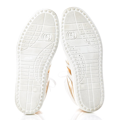 Gucci Calfskin Miro Soft Mens Glow Light High Top Sneakers 8.5 White Gold 7 of 16