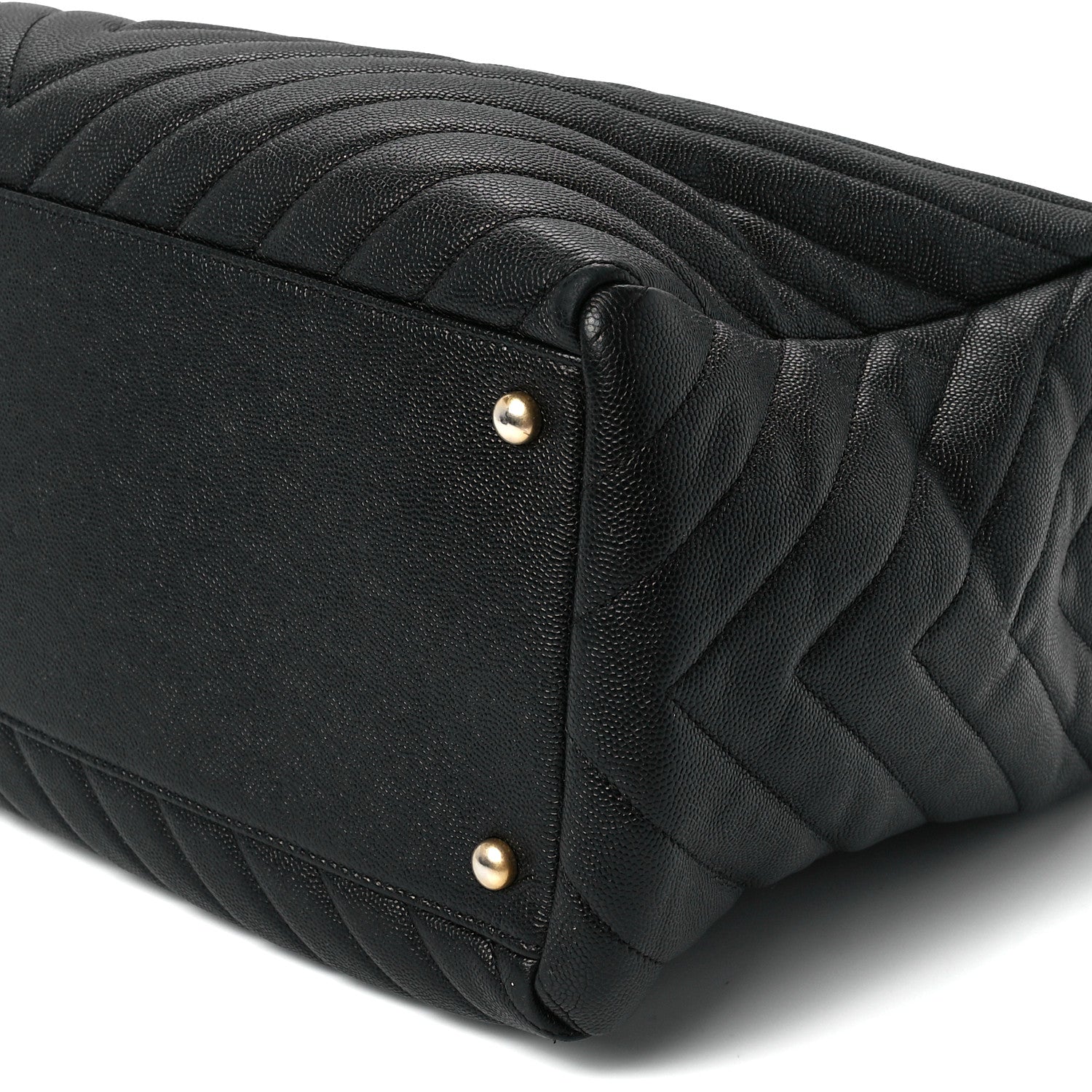 Chanel Caviar Chevron Large Coco Handle Shopping Tote Black 13 of 13