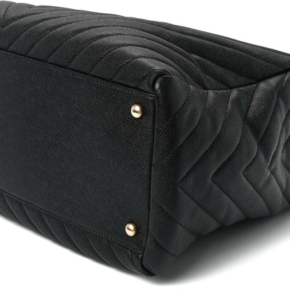 Chanel Caviar Chevron Large Coco Handle Shopping Tote Black 13 of 13