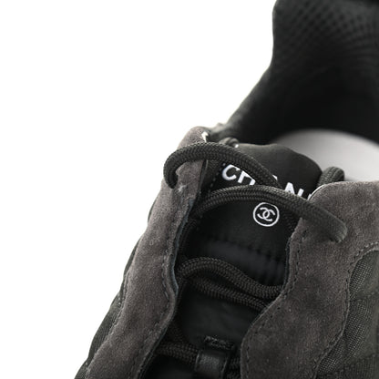 Chanel Mesh Suede Calfskin Quilted Sneakers 39 Black Dark Grey 9 of 10
