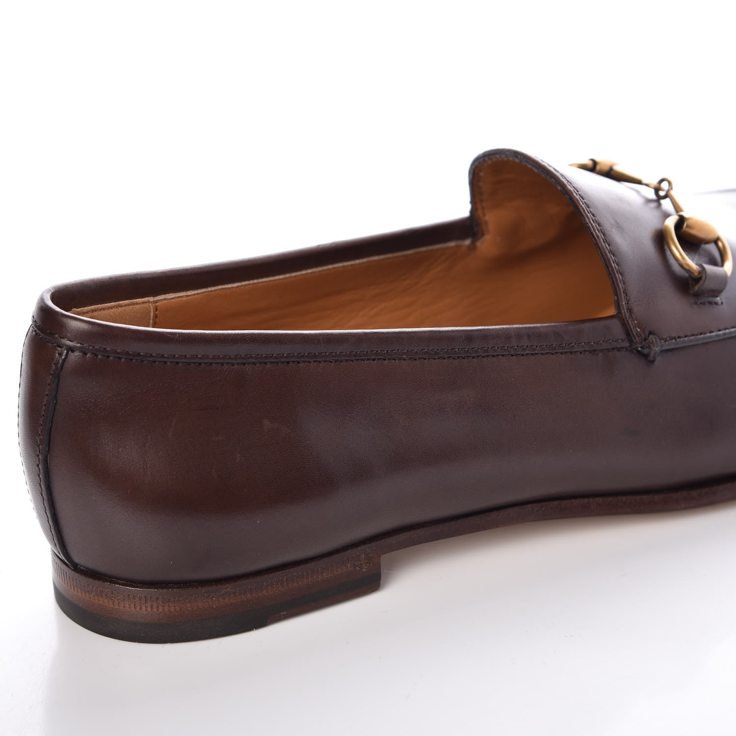 Gucci Calfskin Womens Jordaan Loafers 37.5 Fondente Brown 8 of 11