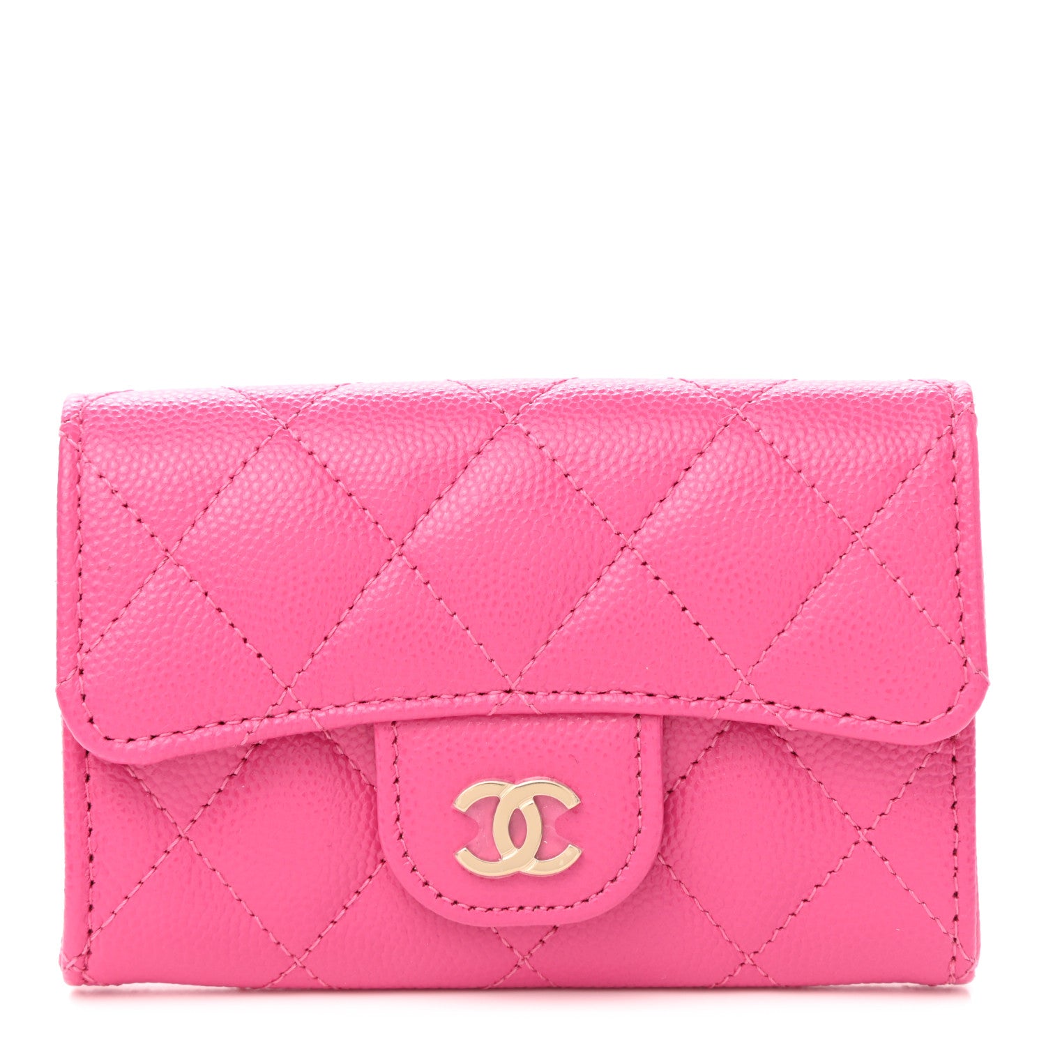 Chanel Caviar Quilted Flap Card Holder Wallet Dark Pink 1 of 9