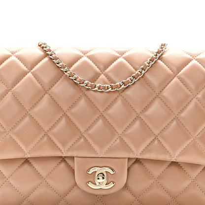 Chanel Lambskin Quilted Clutch with Chain Flap Beige Fonce 8 of 11