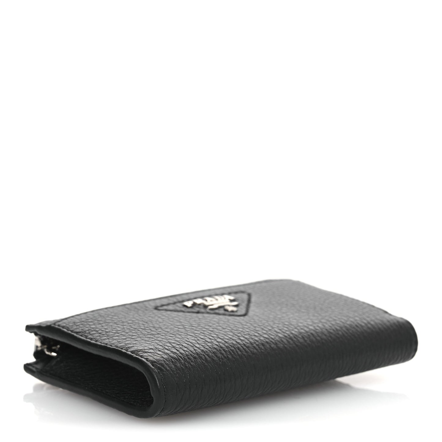 Vitello Daino Stitch Triangle Zip Around Keychain Black