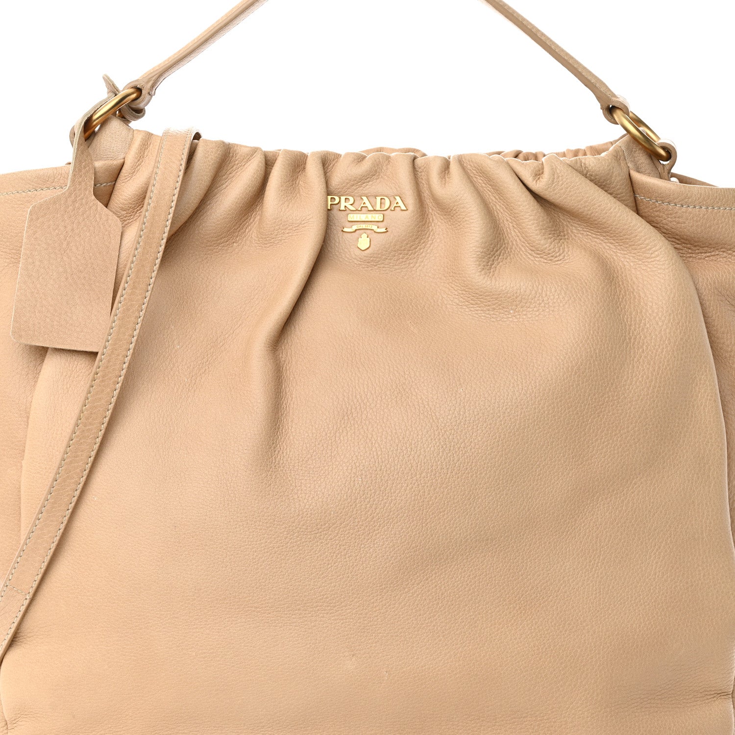 Prada Cervo Pleats Tote Beige 8 of 20