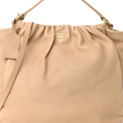 Prada Cervo Pleats Tote Beige 8 of 20