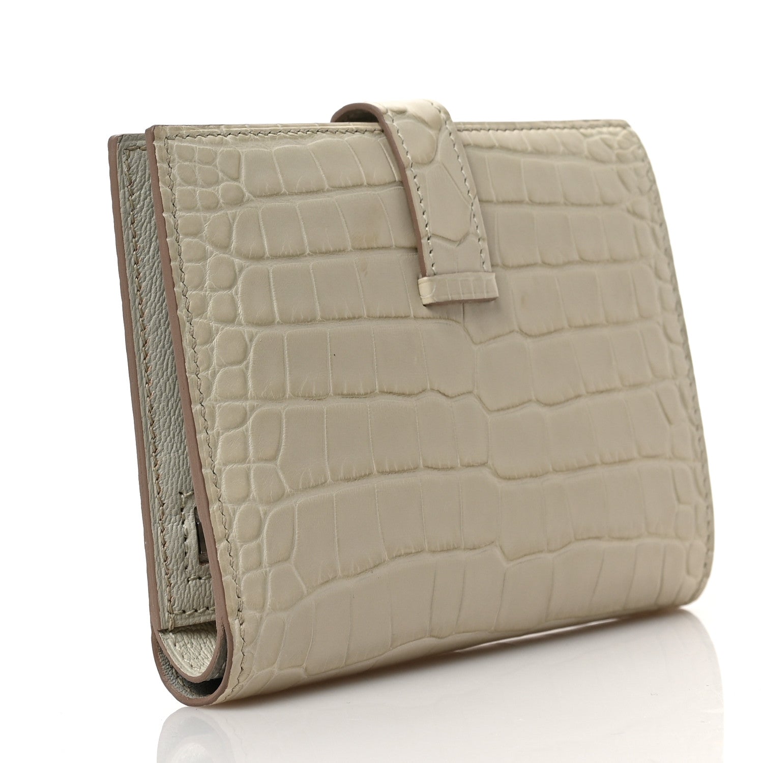 Hermes Matte Alligator Bearn Compact Wallet Beton 3 of 6