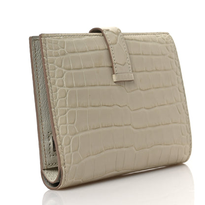 Hermes Matte Alligator Bearn Compact Wallet Beton 3 of 6