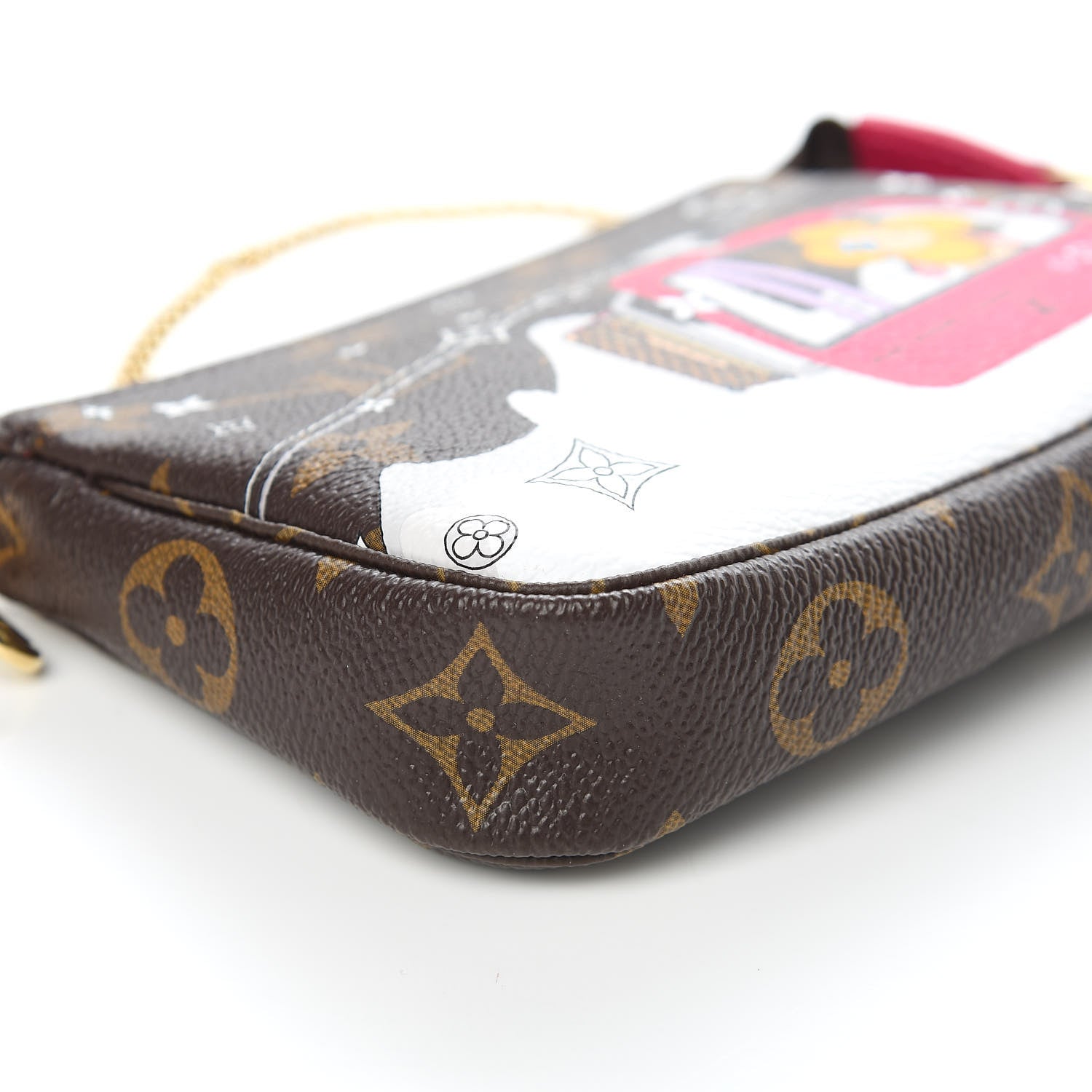 Louis Vuitton Monogram 2019 Christmas Animation Mini Courchevel Pochette Accessories Fuchsia 8 of 8