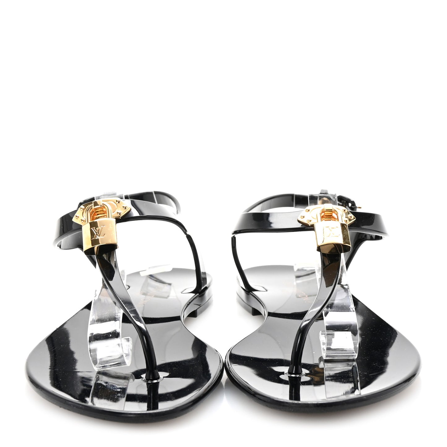 Rubber Bikini Thong Flat Sandals 38 Black