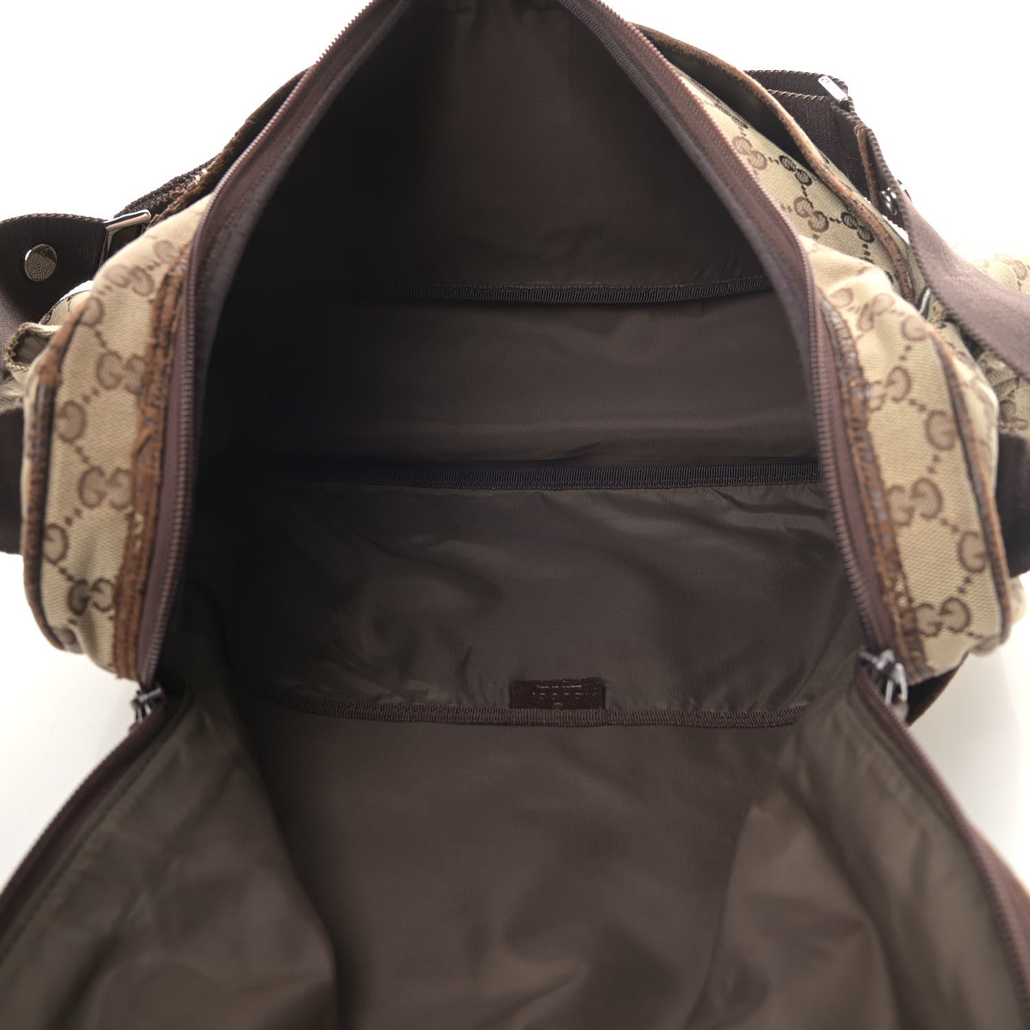 Gucci Monogram Natural Pigskin Large Diaper Bag Beige Ebony Cocoa Dark Chocolate 3 of 9